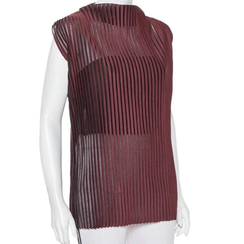 CELINE Two-tone pleated silk blend top - Picture 8 of 8